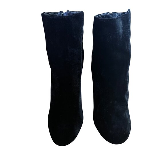 Black Velvet Ankle Boots Rhinestone Snake Design Sexy Glam Size 10 Punk Rock Y2K - Picture 5 of 6